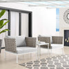 VIRASAT FURNITURE FINDS OUTDOOR PATIO SEATING SET 2 CHAIRS AND 1 TABLE SET (WHITE) BRAIDED & ROPE