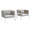 VIRASAT FURNITURE FINDS OUTDOOR PATIO SEATING SET 2 CHAIRS AND 1 TABLE SET (WHITE) BRAIDED & ROPE