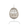 Virasat Single Seater Hanging Swing With Stand For Balcony , Garden (Cream) Braided & Rope-VIRASAT FURNITURE & FURNISHING