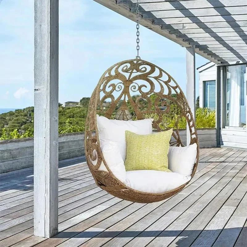 Virasat Single Seater Hanging Swing Without Stand For Balcony, Garden Swing (Tan)-VIRASAT FURNITURE & FURNISHING