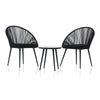 Virasat Outdoor Patio Seating Set 2 Chairs and 1 Table Set (Black) Braided & Rope-VIRASAT FURNITURE & FURNISHING