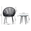 Virasat Outdoor Patio Seating Set 2 Chairs and 1 Table Set (Black) Braided & Rope-VIRASAT FURNITURE & FURNISHING
