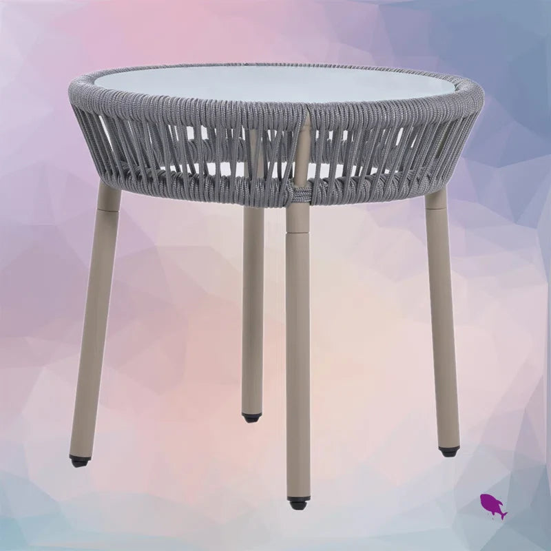 Virasat Outdoor Patio Seating Set 2 Chairs and 1 Table Set (Grey) Braided & Rope-VIRASAT FURNITURE & FURNISHING