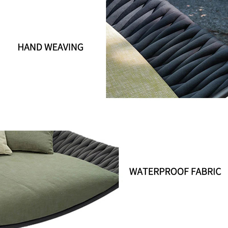 Virasat Outdoor Poolside Sunbed With Cushion Daybed (Black) Braided & Rope-VIRASAT FURNITURE & FURNISHING