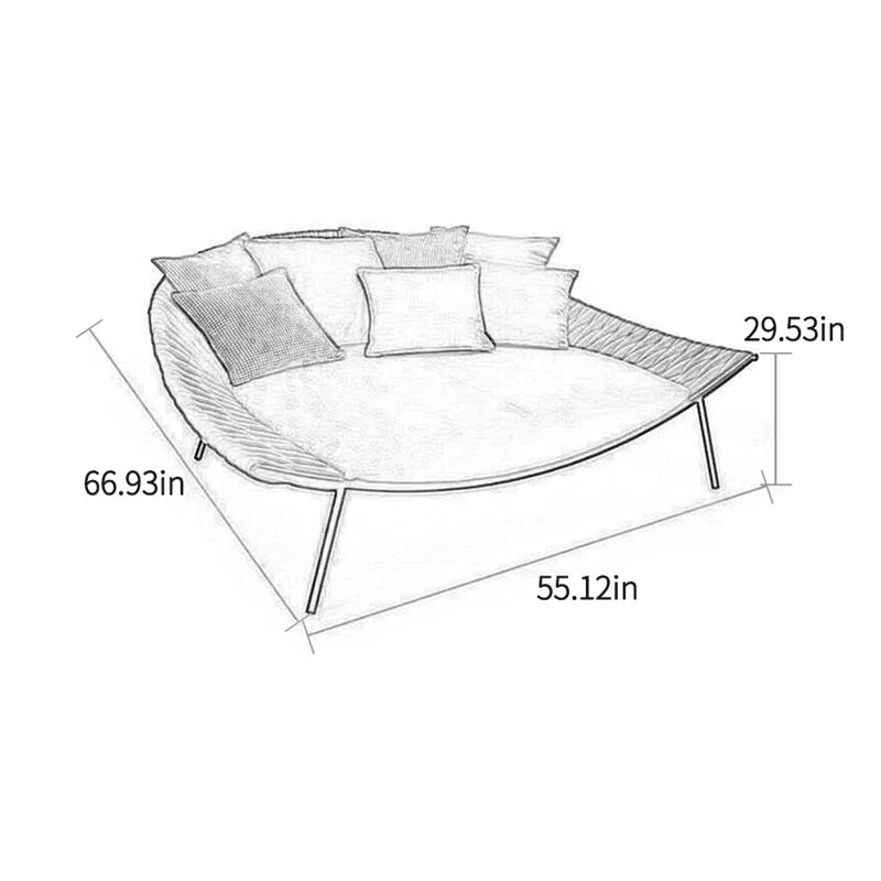 Virasat Outdoor Poolside Sunbed With Cushion Daybed (Black) Braided & Rope-VIRASAT FURNITURE & FURNISHING