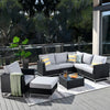 Virasat Outdoor Sofa Set 5 Seater , Single seater With Ottoman and 1 Center Table Set (Black)-VIRASAT FURNITURE & FURNISHING