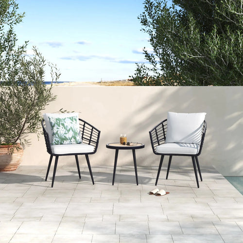 Virasat Outdoor Patio Seating Set 2 Chairs and 1 Table Set (Black + White)-VIRASAT FURNITURE & FURNISHING