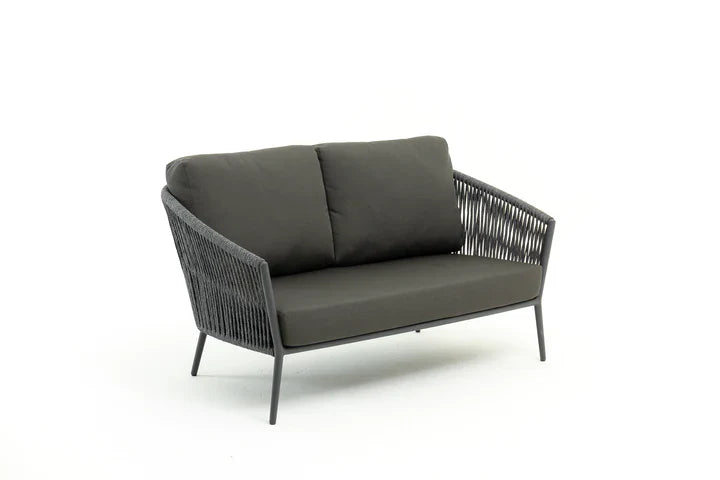 VIRASAT FURNITURE OUTDOOR SOFA 2 SEATER (DARK GREY) BRAIDED & ROPE