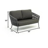 VIRASAT FURNITURE OUTDOOR SOFA 2 SEATER (DARK GREY) BRAIDED & ROPE