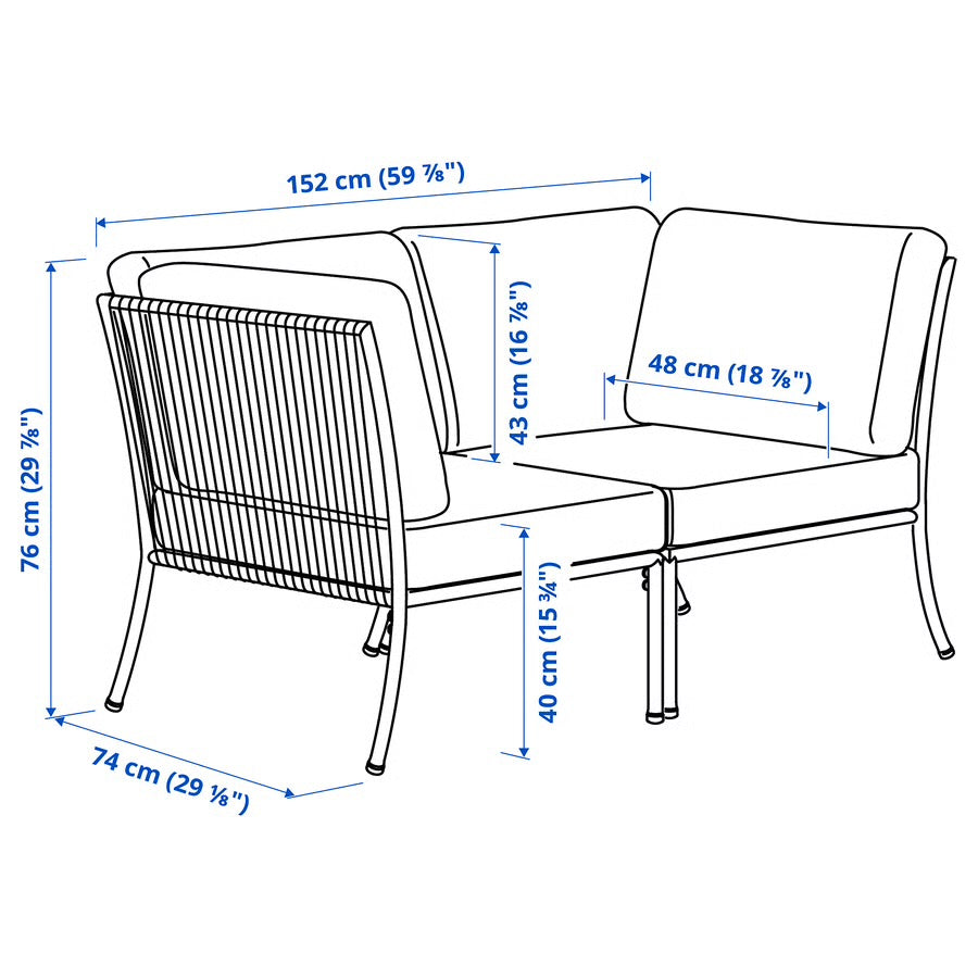 VIRASAT FURNITURE 2-SEATER OUTDOOR SOFA (WHITE/BEIGE)