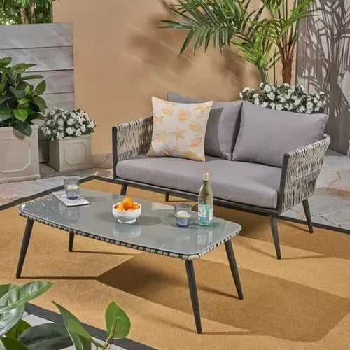 VIRASAT FURNITURE MODERN 2 SEATER ROPE OUTDOOR SOFA SET FOR HOME