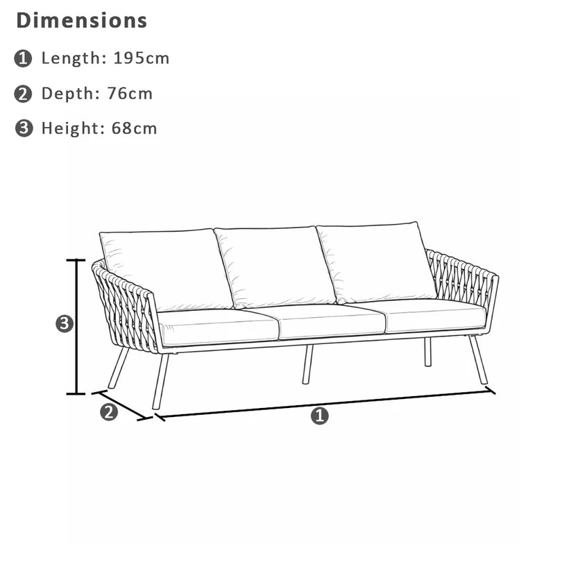 VIRASAT FURNITURE THREE SEATER OUTDOOR & ROPE SOFA