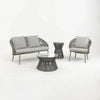 VIRASAT FURNITURE OUTDOOR SOFA SET – 2 SEATER, 1 SINGLE SEATER, 1 SIDE TABLE & 1 CENTER TABLE (GREY, BRAIDED ROPE)