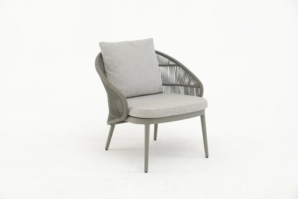 VIRASAT FURNITURE OUTDOOR SOFA SET – 2 SEATER, 1 SINGLE SEATER, 1 SIDE TABLE & 1 CENTER TABLE (GREY, BRAIDED ROPE)