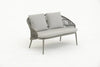 VIRASAT FURNITURE OUTDOOR SOFA SET – 2 SEATER, 1 SINGLE SEATER, 1 SIDE TABLE & 1 CENTER TABLE (GREY, BRAIDED ROPE)