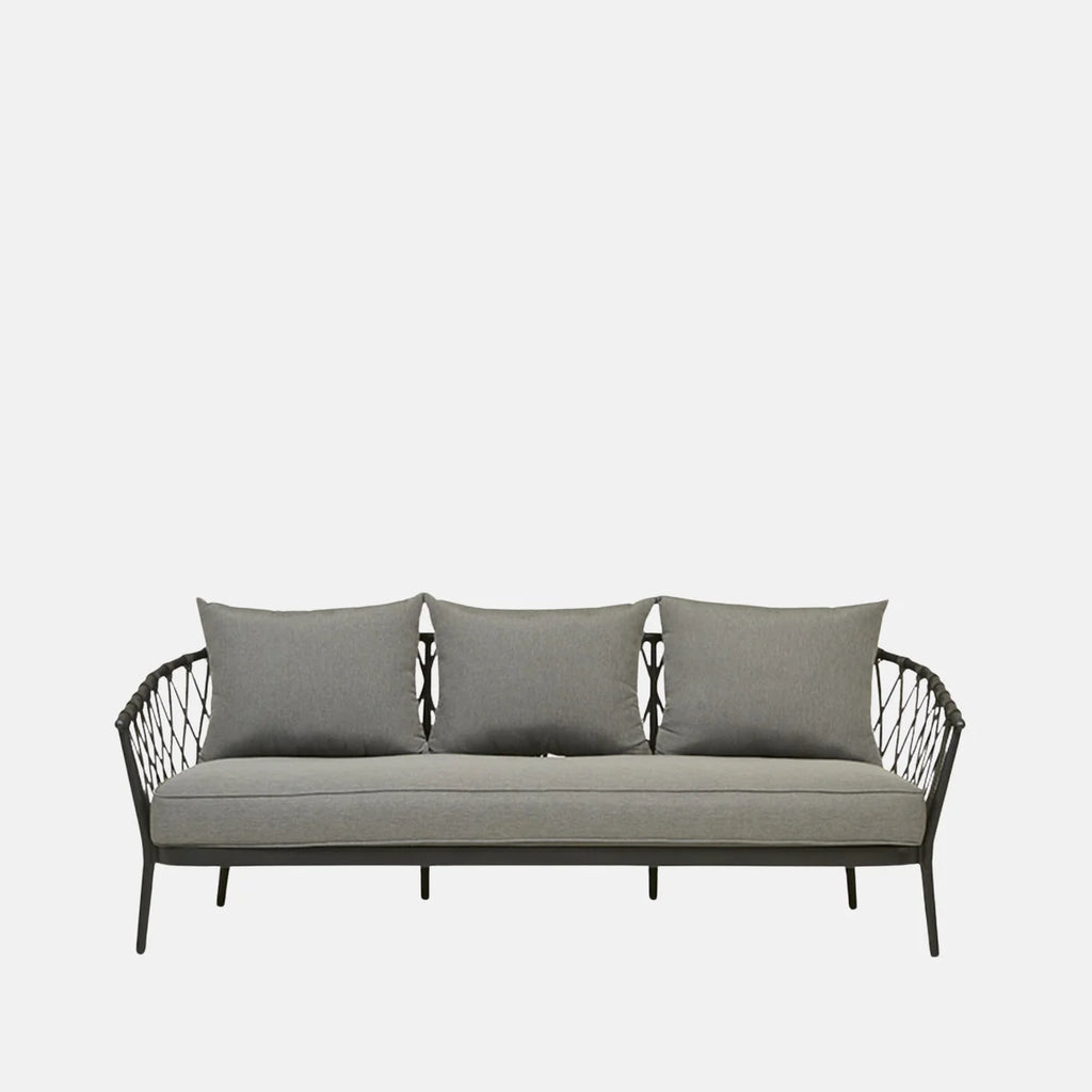 VIRASAT FURNITURE MAUI OUTDOOR 3 SEATER SOFA (CHARCOAL, ALUMINIUM & ROPE DESIGN)