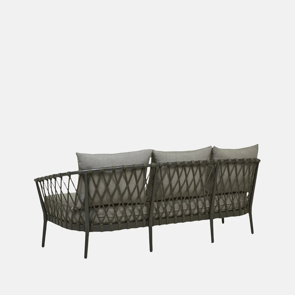VIRASAT FURNITURE MAUI OUTDOOR 3 SEATER SOFA (CHARCOAL, ALUMINIUM & ROPE DESIGN)