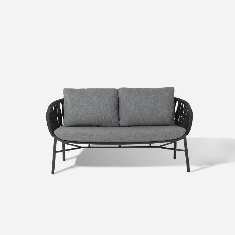 VIRASAT FURNITURE OUTDOOR SOFA SET 2 SEATER (GREY) BRAIDED & ROPE