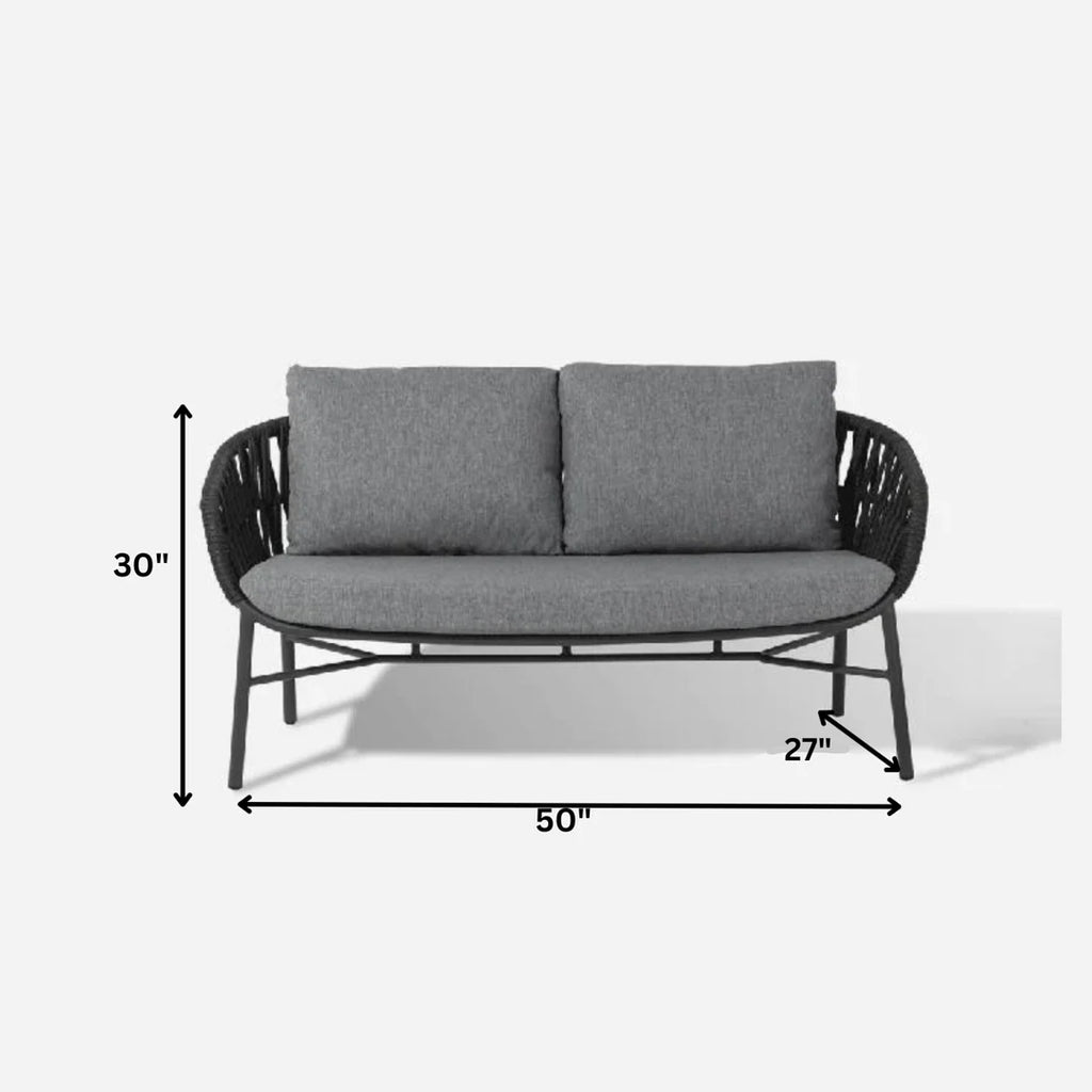 VIRASAT FURNITURE OUTDOOR SOFA SET 2 SEATER (GREY) BRAIDED & ROPE