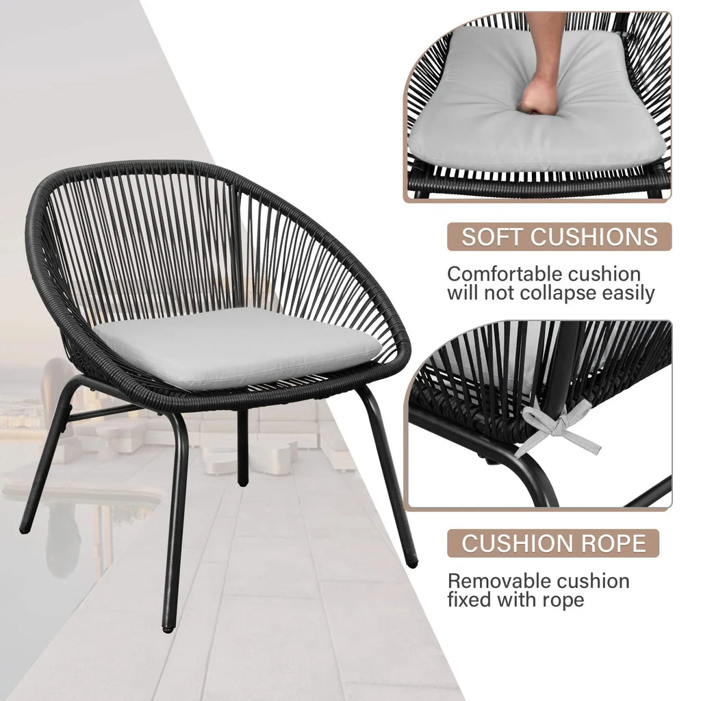 Virasat Outdoor Patio Seating Set 2 Chairs and 1 Table Set (Black)-VIRASAT FURNITURE & FURNISHING