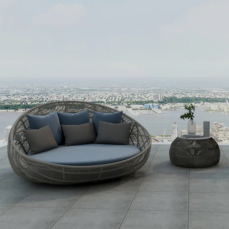 Virasat Outdoor Poolside Sunbed With Cushion Daybed (GREY)-VIRASAT FURNITURE & FURNISHING