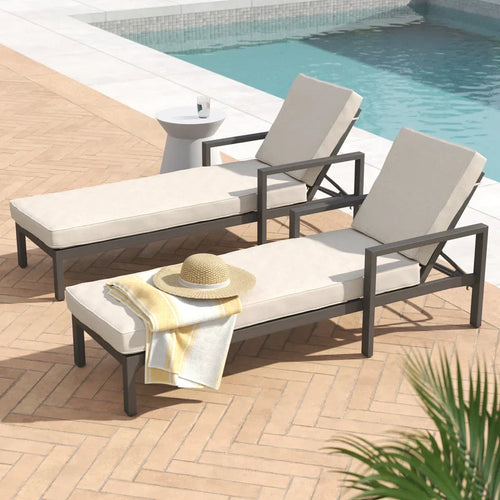 Virasat Outdoor Swimming Poolside Lounger Set of 2 Brown-VIRASAT FURNITURE & FURNISHING