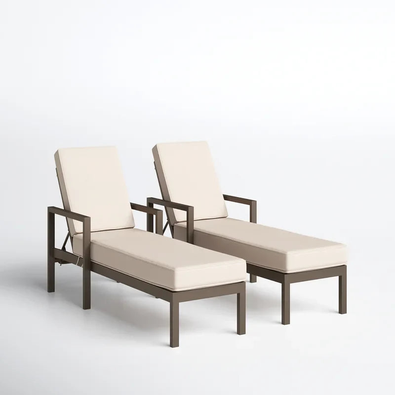 Virasat Outdoor Swimming Poolside Lounger Set of 2 Brown-VIRASAT FURNITURE & FURNISHING