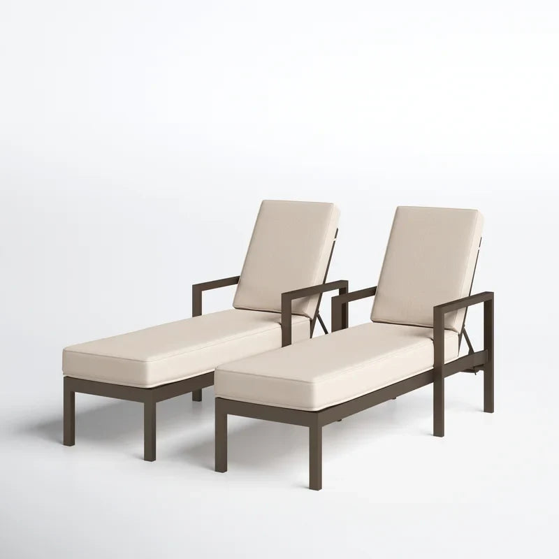 Virasat Outdoor Swimming Poolside Lounger Set of 2 Brown-VIRASAT FURNITURE & FURNISHING