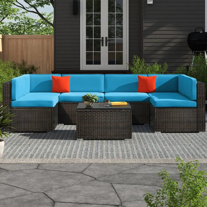 Virasat Outdoor Patio Sofa Set 6 seater and 1 Center Table (Brown)-VIRASAT FURNITURE & FURNISHING