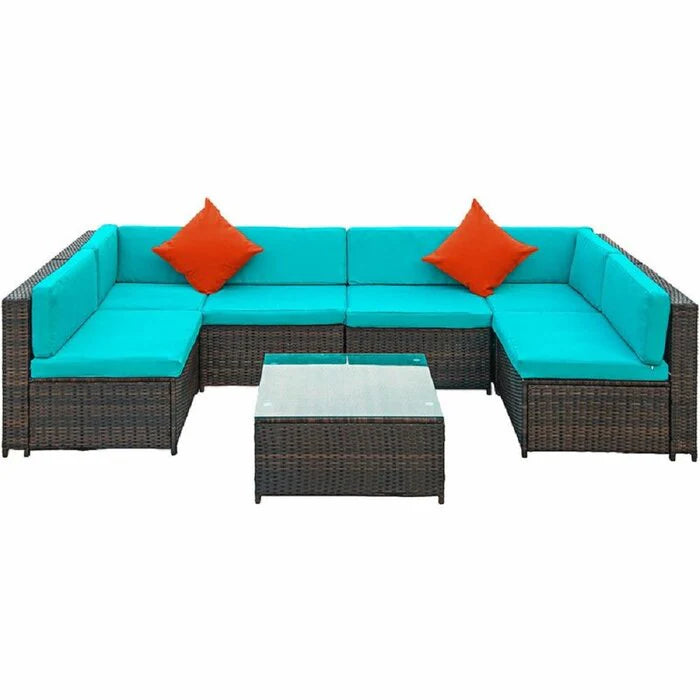 Virasat Outdoor Patio Sofa Set 6 seater and 1 Center Table (Brown)-VIRASAT FURNITURE & FURNISHING