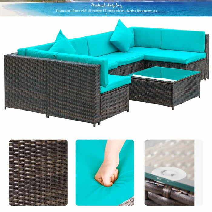 Virasat Outdoor Patio Sofa Set 6 seater and 1 Center Table (Brown)-VIRASAT FURNITURE & FURNISHING