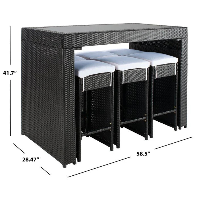 Virasat Outdoor Patio Bar Sets 6 Chairs and 1 Table (Black)-VIRASAT FURNITURE & FURNISHING