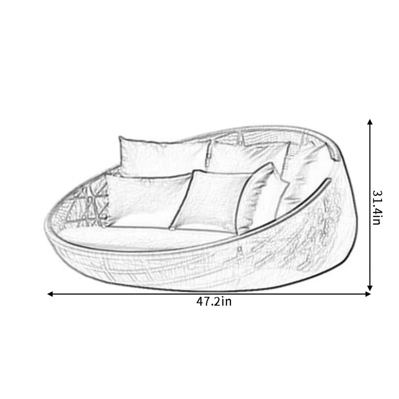 Virasat Outdoor Poolside Sunbed With Cushion Daybed (WHITE)-VIRASAT FURNITURE & FURNISHING