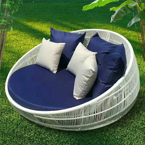 Virasat Outdoor Poolside Sunbed With Cushion Daybed (WHITE)-VIRASAT FURNITURE & FURNISHING