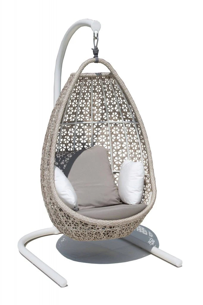 Virasat Single Seater Hanging Swing With Stand For Balcony, Garden Swing (Silver)-VIRASAT FURNITURE & FURNISHING