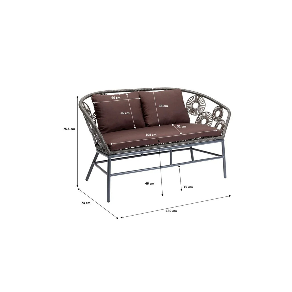 Virasat Outdoor Sofa Set 2 Seater, 1 Single Seater and 1 Center Table Set (Dark Brown)-VIRASAT FURNITURE & FURNISHING