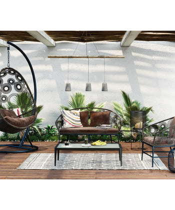 Virasat Outdoor Sofa Set 2 Seater, 1 Single Seater and 1 Center Table Set (Dark Brown)-VIRASAT FURNITURE & FURNISHING