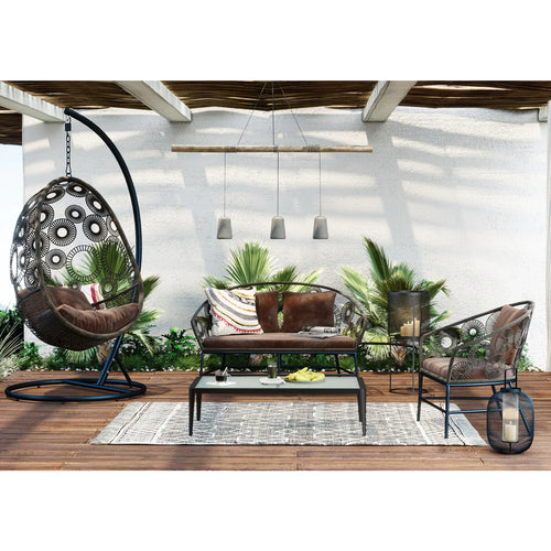 Virasat Outdoor Sofa Set 2 Seater, 1 Single Seater and 1 Center Table Set (Dark Brown)-VIRASAT FURNITURE & FURNISHING