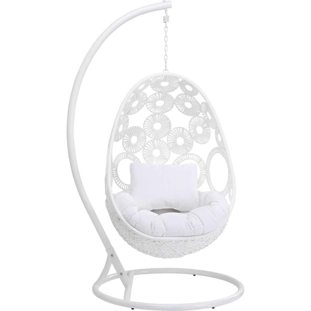 Virasat Flutter Single Seater Hanging Swing With Stand For Balcony , Garden (White)