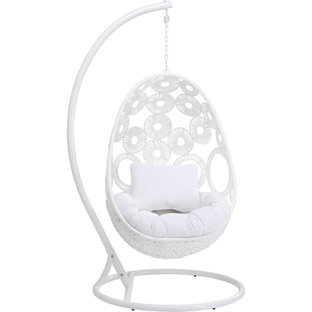 Virasat Single Seater Hanging Swing With Stand For Balcony, Garden (White)-VIRASAT FURNITURE & FURNISHING