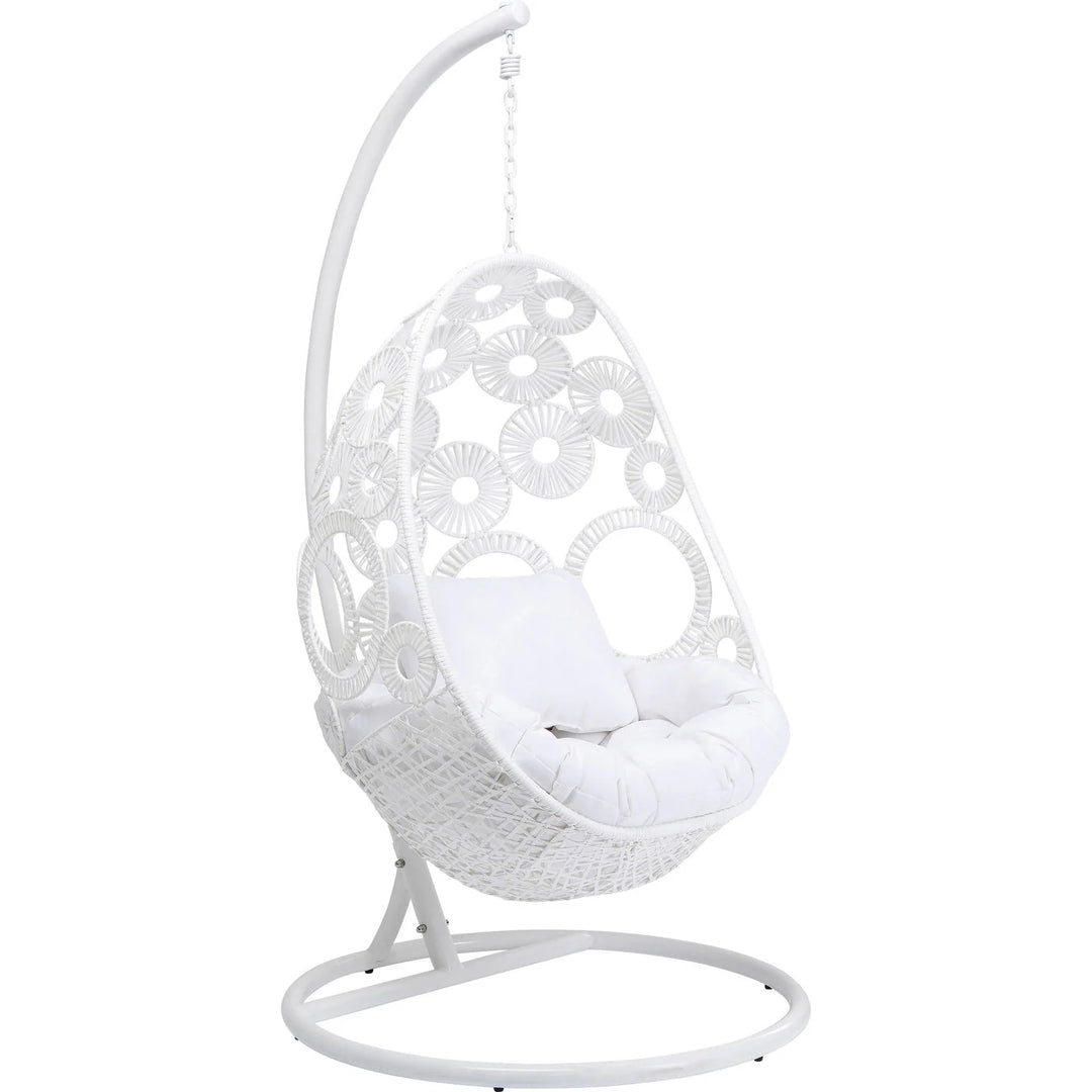 Virasat Flutter Single Seater Hanging Swing With Stand For Balcony , Garden (White)