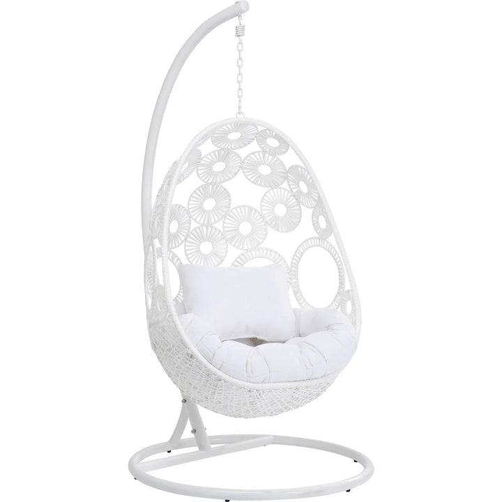 Virasat Flutter Single Seater Hanging Swing With Stand For Balcony , Garden (White)