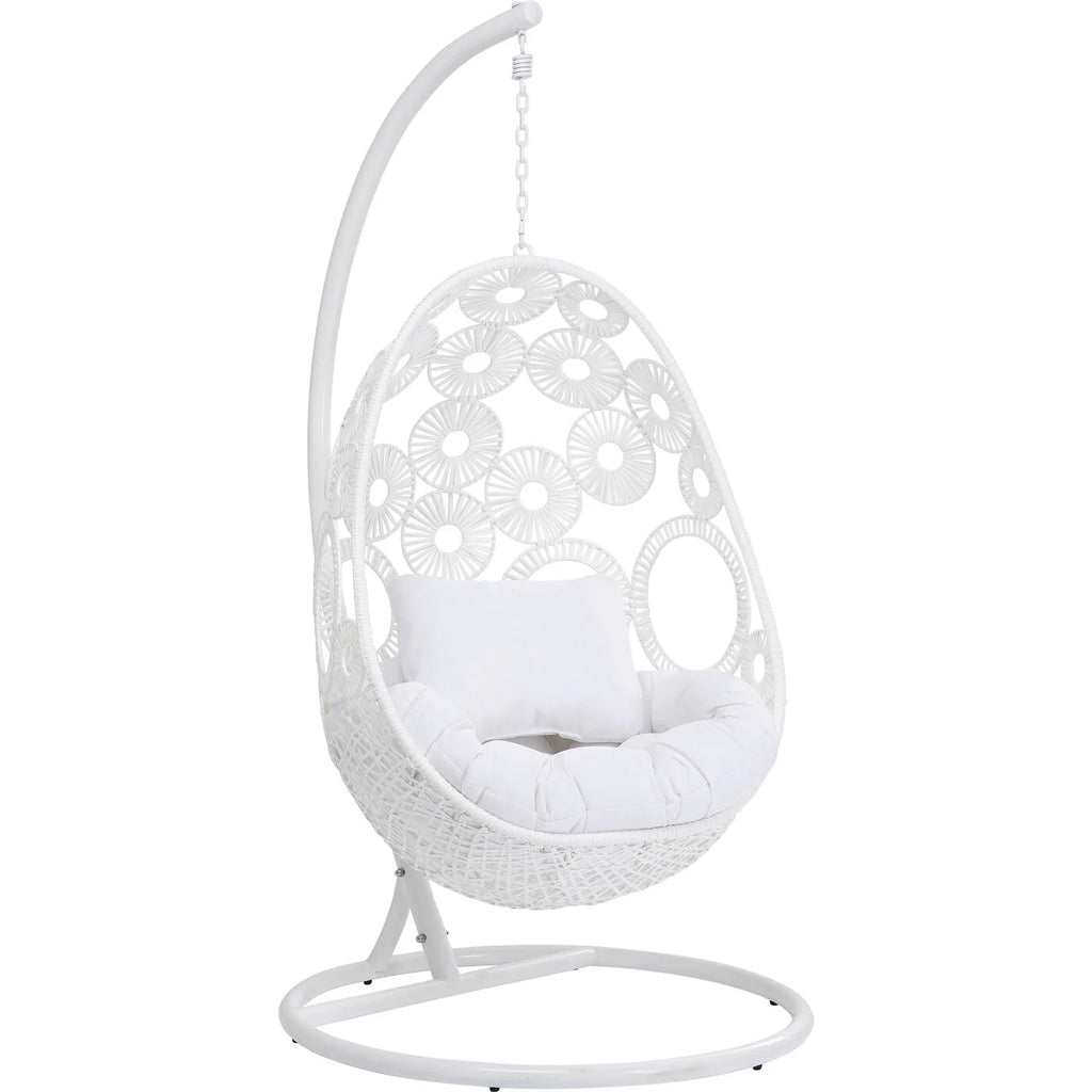 Virasat Single Seater Hanging Swing With Stand For Balcony, Garden (White)-VIRASAT FURNITURE & FURNISHING