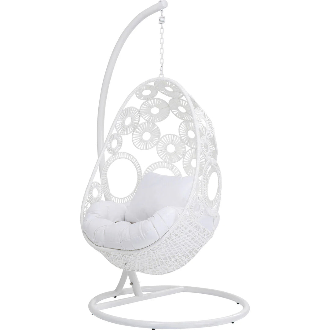 Virasat Flutter Single Seater Hanging Swing With Stand For Balcony , Garden (White)