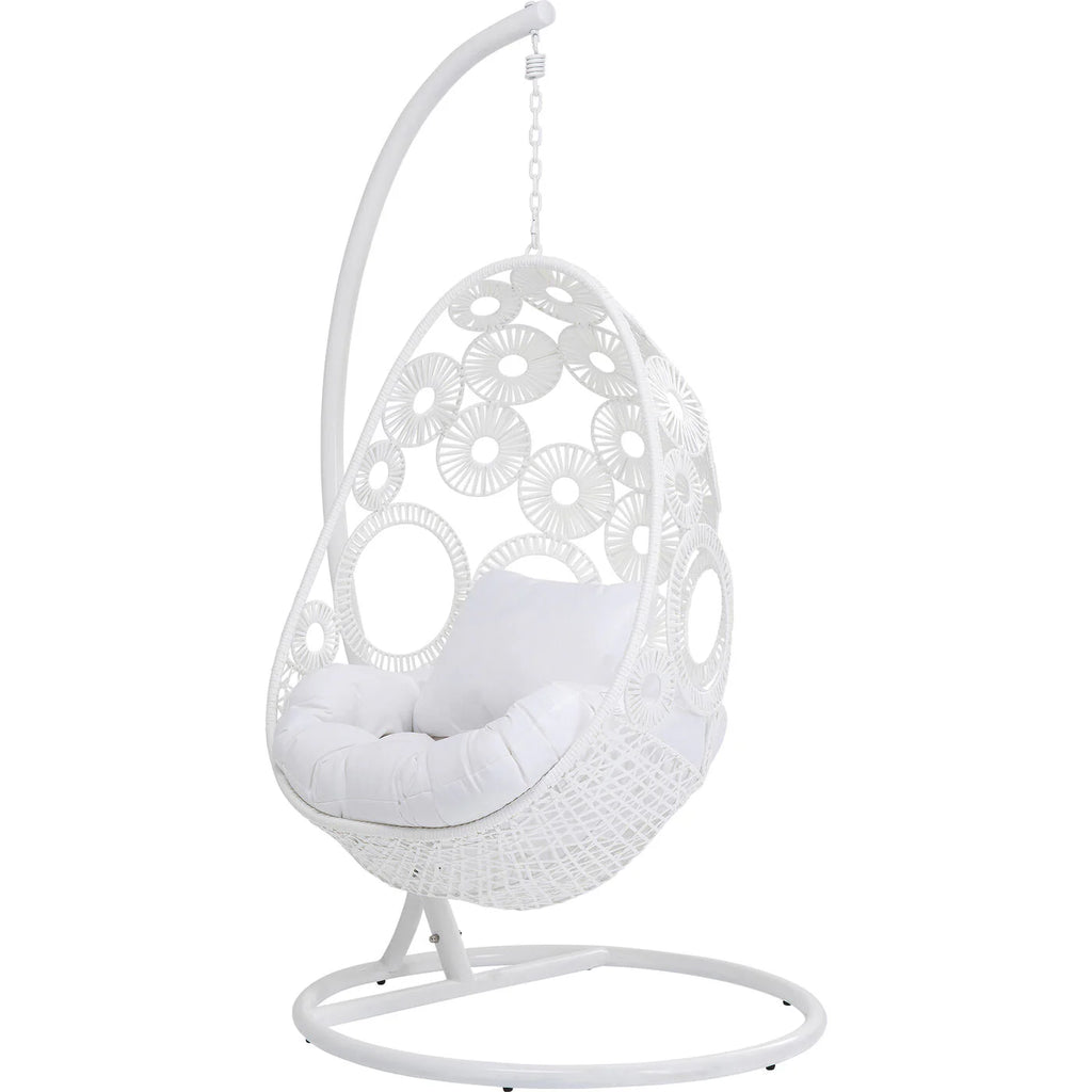 Virasat Single Seater Hanging Swing With Stand For Balcony, Garden (White)-VIRASAT FURNITURE & FURNISHING