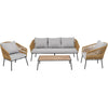 Virasat Outdoor Sofa Set 3 Seater, 2 Single Seater and 1 Center Table Set (Khaki) Braided & Rope-VIRASAT FURNITURE & FURNISHING