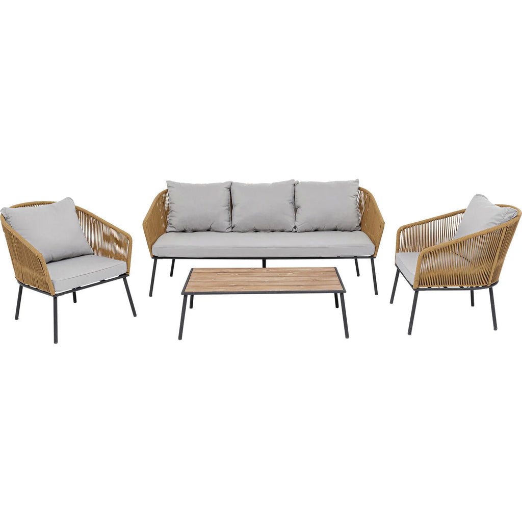 Virasat Outdoor Sofa Set 3 Seater, 2 Single Seater and 1 Center Table Set (Khaki) Braided & Rope-VIRASAT FURNITURE & FURNISHING