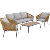 Virasat Outdoor Sofa Set 3 Seater, 2 Single Seater and 1 Center Table Set (Khaki) Braided & Rope-VIRASAT FURNITURE & FURNISHING