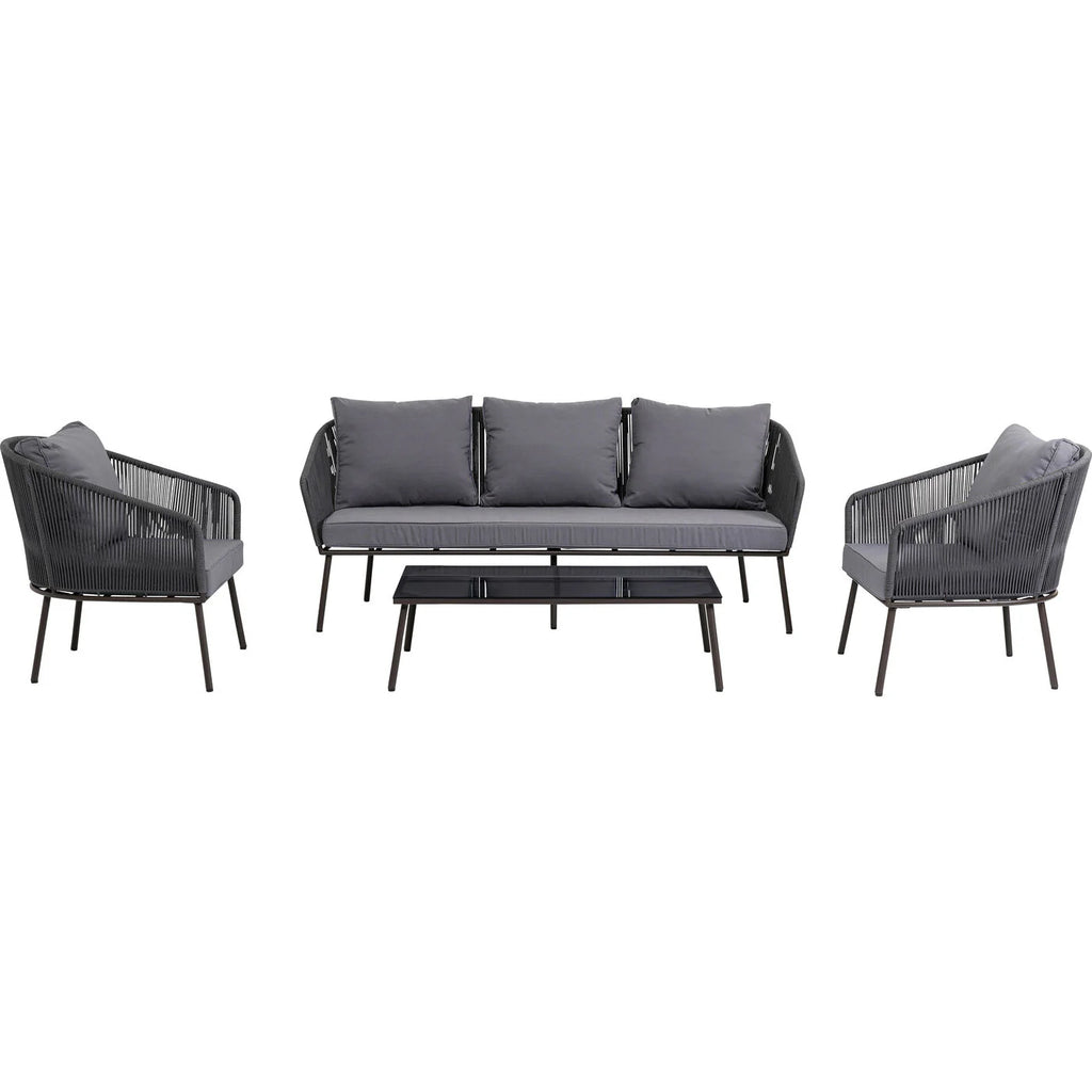Virasat Outdoor Sofa Set 3 Seater , 2 Single seater and 1 Center Table Set (Dark grey) Braided & Rope-VIRASAT FURNITURE & FURNISHING