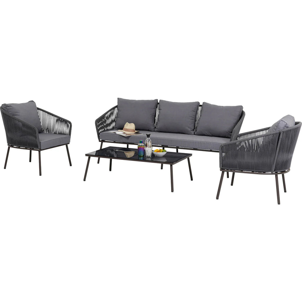 Virasat Outdoor Sofa Set 3 Seater , 2 Single seater and 1 Center Table Set (Dark grey) Braided & Rope-VIRASAT FURNITURE & FURNISHING